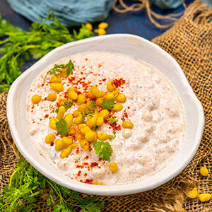 Boondi Raita / โยเกิร์ต/Boondi (แป้งถั่วลูกไก่ทอด (เม็ดเล็กๆ)